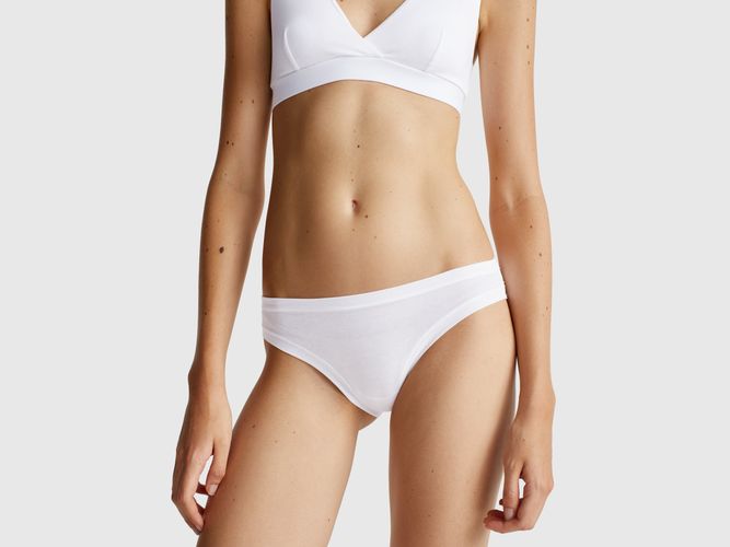 Benetton, Slip Taille Basse En Coton Super Extensible, Taille: OS, Blanc - United Colors of Benetton - Modalova