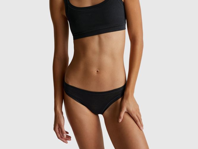 Benetton, Slip Taille Basse En Coton Super Extensible, Taille: OS, Noir - United Colors of Benetton - Modalova