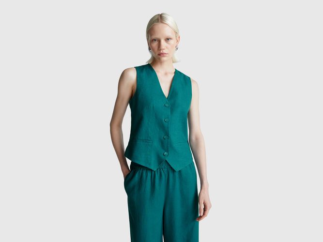 Benetton, Gilet En Pur Lin, Vert Foncé - United Colors of Benetton - Modalova