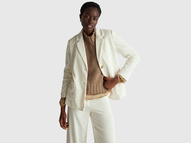Benetton, Blazer En Velours Côtelé, Crème - United Colors of Benetton - Modalova