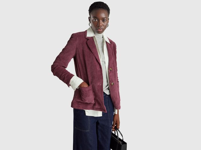 Benetton, Blazer En Velours Côtelé, Prune - United Colors of Benetton - Modalova