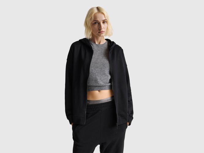 Benetton, Sweat À Capuche Zippé 100 % Coton, Taille: L, Noir - United Colors of Benetton - Modalova