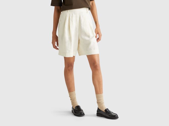 Benetton, Bermuda 100% Lin, Taille: L, Crème - United Colors of Benetton - Modalova