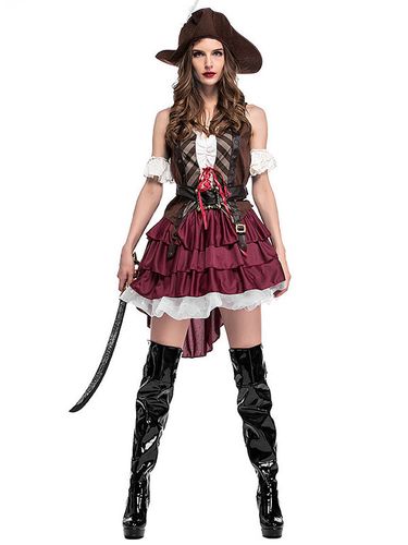Halloween Costume De Pirate Café Femmes Top Déguisements Halloween Carnaval - milanoo.com - Modalova