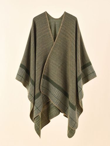 Cape Poncho À Carreaux Femme Olive - milanoo.com - Modalova