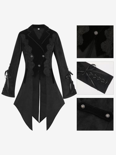 Manteau gothique mi-long pour femme trench-coat slim col montant foncé smoking de palais mode automne et hiver - milanoo.com - Modalova