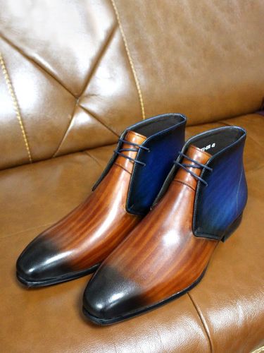 Bottines Chukkas bottines en cuir de veau faites à la main chaussures habillées à lacets - milanoo.com - Modalova