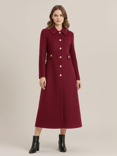 Manteau vintage en laine et cachemire mélangés avec boutons dorés 2026 - milanoo.com - Modalova