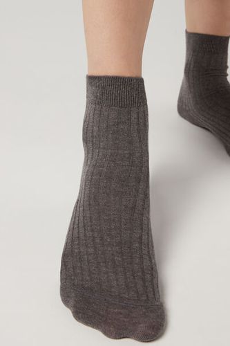 Calcetines Cortos Canalé Algodón y cashmere Mujer Velikost 39-41 - Calzedonia - Modalova