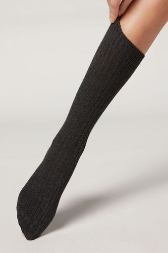 Calcetines Cortos Acanalados con Lana y cashmere Mujer Velikost TU - Calzedonia - Modalova