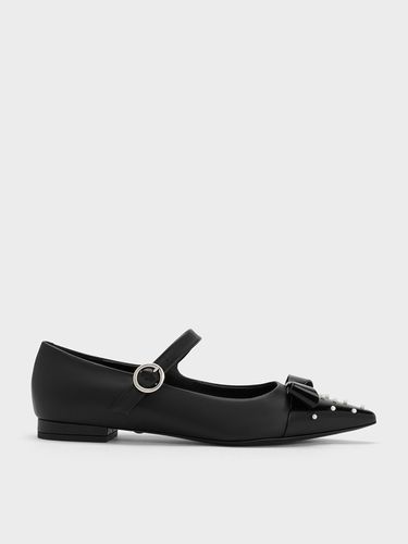 Charles & Keith - Bead-Embellished Leather Bow Mary Jane Flats - Charles & Keith - Modalova