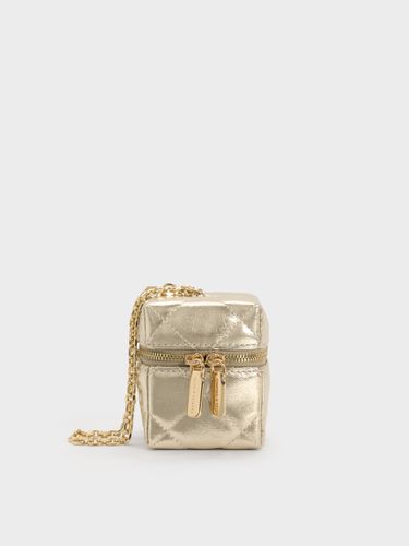 Charles & Keith - Micro Janie – Gesteppte Boxy-Tasche in Metallic-Optik mit Kettengriff - Charles & Keith - Modalova