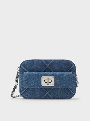 Charles & Keith - Eleni Denim Quilted Zip Crossbody Bag - Charles & Keith - Modalova