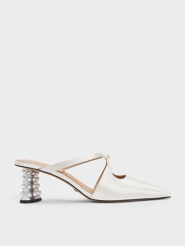 Charles & Keith - Jacinda Beaded Heel Bow Mules - Charles & Keith - Modalova