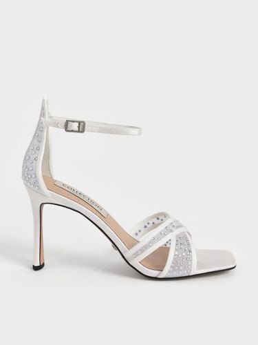 Charles & Keith - Blythe Mesh & Satin Embellished Sandals - Charles & Keith - Modalova