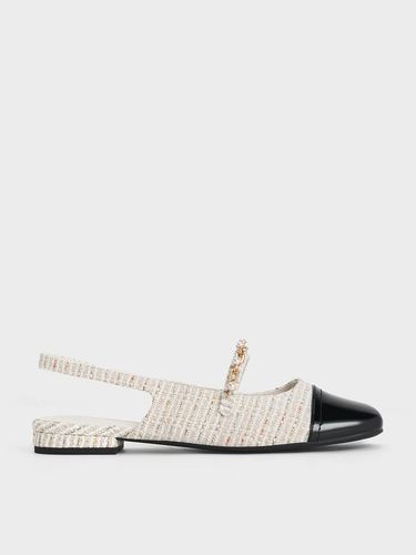 Charles & Keith - Rio Tweed Beaded Chain-Link Slingback Flats - Charles & Keith - Modalova