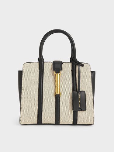 Charles & Keith - Cesia Canvas Metallic Accent Tote Bag - Charles & Keith - Modalova