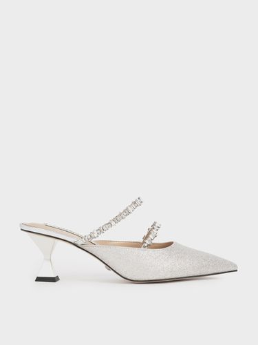 Charles & Keith - Gem-Encrusted Metallic Glittered Mules - Charles & Keith - Modalova