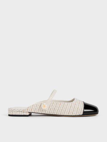 Charles & Keith - Aeryn Tweed Pearl Embellished Flat Mules - Charles & Keith - Modalova