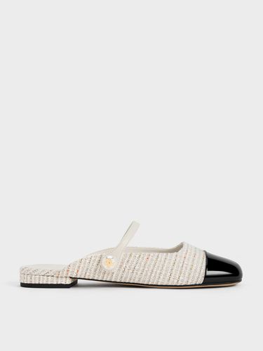 Charles & Keith - Tweed Pearl Embellished Flat Mules - Charles & Keith - Modalova