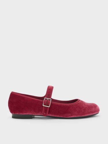 Charles & Keith - Carmel Velvet Buckled Mary Jane Flats - Charles & Keith - Modalova