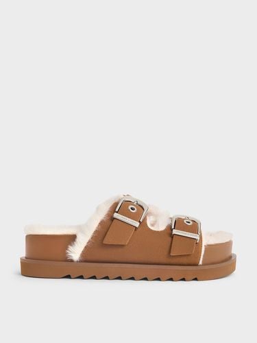 Charles & Keith - Hannah Furry Buckled Double-Strap Sandals - Charles & Keith - Modalova