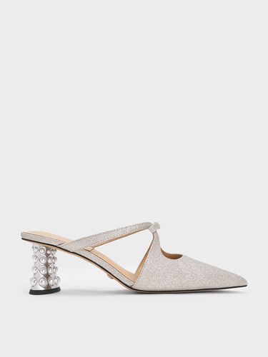 Charles & Keith - Jacinda Beaded Heel Glittered Bow Mules - Charles & Keith - Modalova