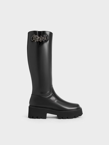 Charles & Keith - Imogen Rose-Motif Chunky Knee-High Boots - Charles & Keith - Modalova