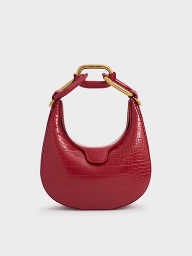 Charles & Keith - Mini Kora Croc-Effect Chain-Link Moon Bag - Charles & Keith - Modalova