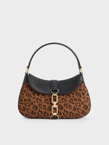 Charles & Keith - Agatha Leopard-Print Chain-Accent Hobo Bag - Charles & Keith - Modalova