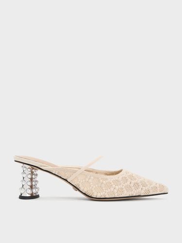 Charles & Keith - Crochet & Leather Beaded Heel Mules - Charles & Keith - Modalova