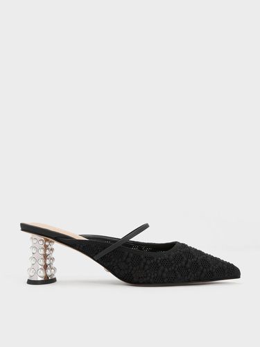 Charles & Keith - Crochet & Leather Beaded Heel Mules - Charles & Keith - Modalova