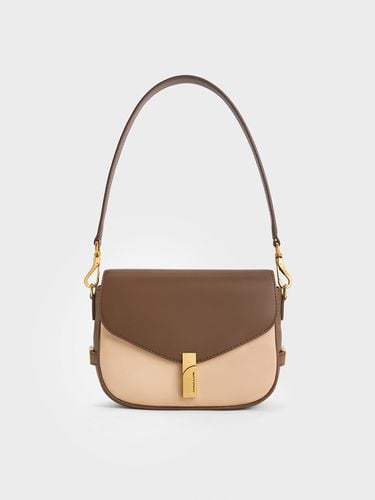 Charles & Keith - Aurelia Faux Suede Metallic-Accent Saddle Bag - Charles & Keith - Modalova