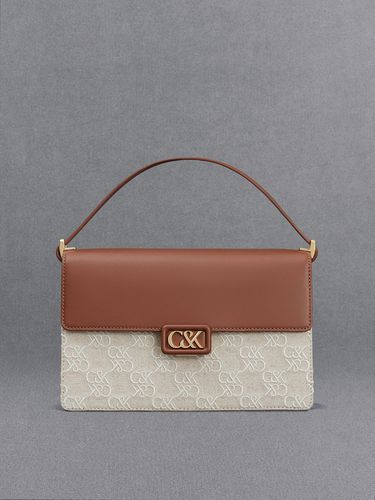 Charles & Keith - Leather & Canvas Two-Tone Shoulder Bag - Charles & Keith - Modalova