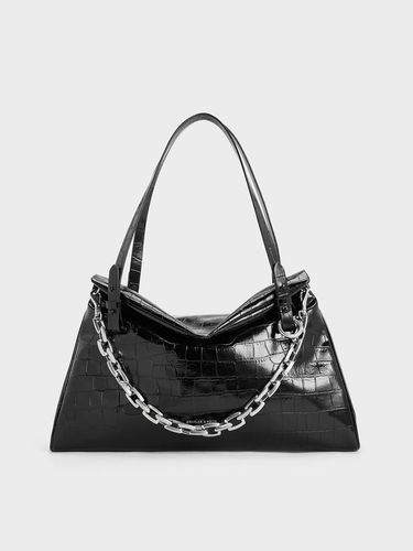 Charles & Keith - Andromeda Croc-Effect Chain-Handle Trapeze Tote Bag - Charles & Keith - Modalova