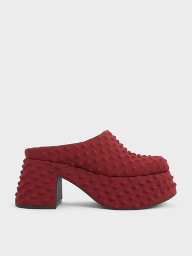 Charles & Keith - Spike Textured Platform Mules - Charles & Keith - Modalova