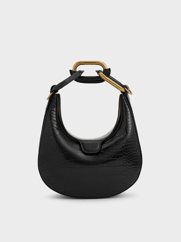 Charles & Keith - Mini Kora Croc-Effect Chain-Link Moon Bag - Charles & Keith - Modalova