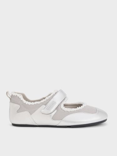 Charles & Keith - Metallic Mesh Pearl-Embellished Mary Jane Sneakers - Charles & Keith - Modalova