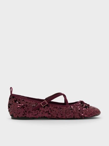 Charles & Keith - Mary Jane-Flats mit Pailletten und gekreuztem Riemen - Charles & Keith - Modalova