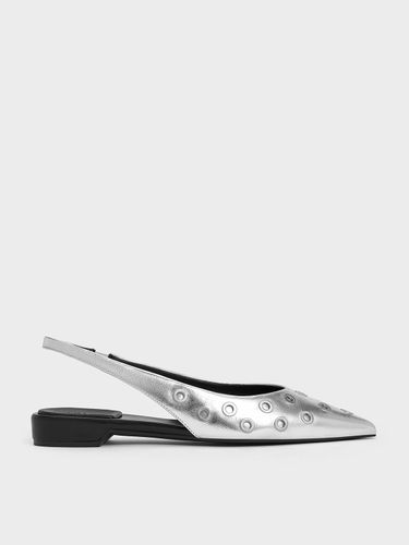 Charles & Keith - Metallic Grommet Pointed-Toe Slingback Flats - Charles & Keith - Modalova