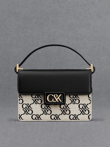 Charles & Keith - Leather & Canvas Monogram Boxy Bag - Charles & Keith - Modalova