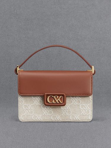 Charles & Keith - Leather & Canvas Two-Tone Boxy Bag - Charles & Keith - Modalova