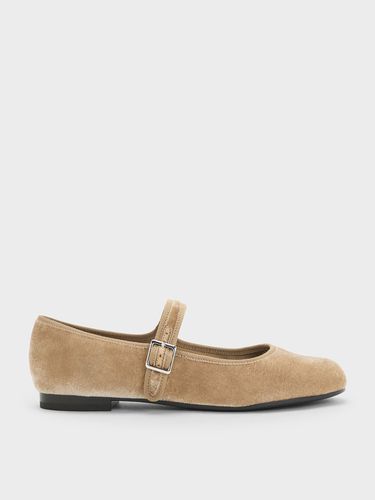 Charles & Keith - Carmel Velvet Buckled Mary Jane Flats - Charles & Keith - Modalova