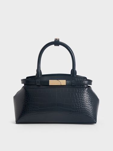 Charles & Keith - Aurelia Croc-Effect Metallic-Accent Elongated Tote - Charles & Keith - Modalova