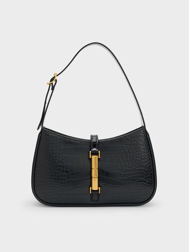 Charles & Keith - Cesia Croc-Effect Metallic-Accent Shoulder Bag - Charles & Keith - Modalova