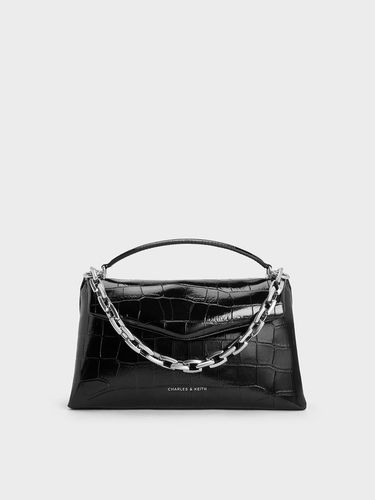 Charles & Keith - Andromeda Croc-Effect Chunky-Chain Top Handle Bag - Charles & Keith - Modalova