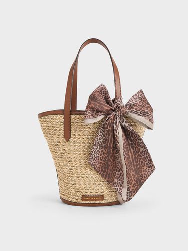 Charles & Keith - Sianna Raffia Scarf-Print Tote Bag - Charles & Keith - Modalova