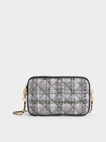 Charles & Keith - Mini Apfra Tweed Quilted Crossbody Bag - Charles & Keith - Modalova