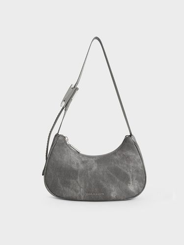 Charles & Keith - Denim Curved Metallic-Accent Shoulder Bag - Charles & Keith - Modalova