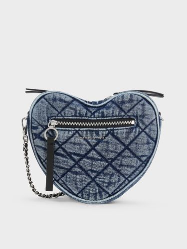 Charles & Keith - Philomena Denim Quilted Heart Crossbody Bag - Charles & Keith - Modalova